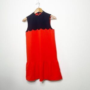 Victoria Beckham Target Orange Black Colorblock Peplum Sleeveless Dress Size XS‎